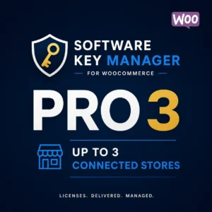 Software Key Manager PRO 3 – WooCommerce license key management for up to 3 connected stores